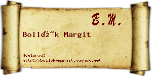 Bollók Margit névjegykártya